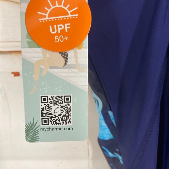 My Charmo Swimsuit Yoga 🧘 Tropical Print Boyshort Bottom Racer back top Size M - Picture 8 of 12